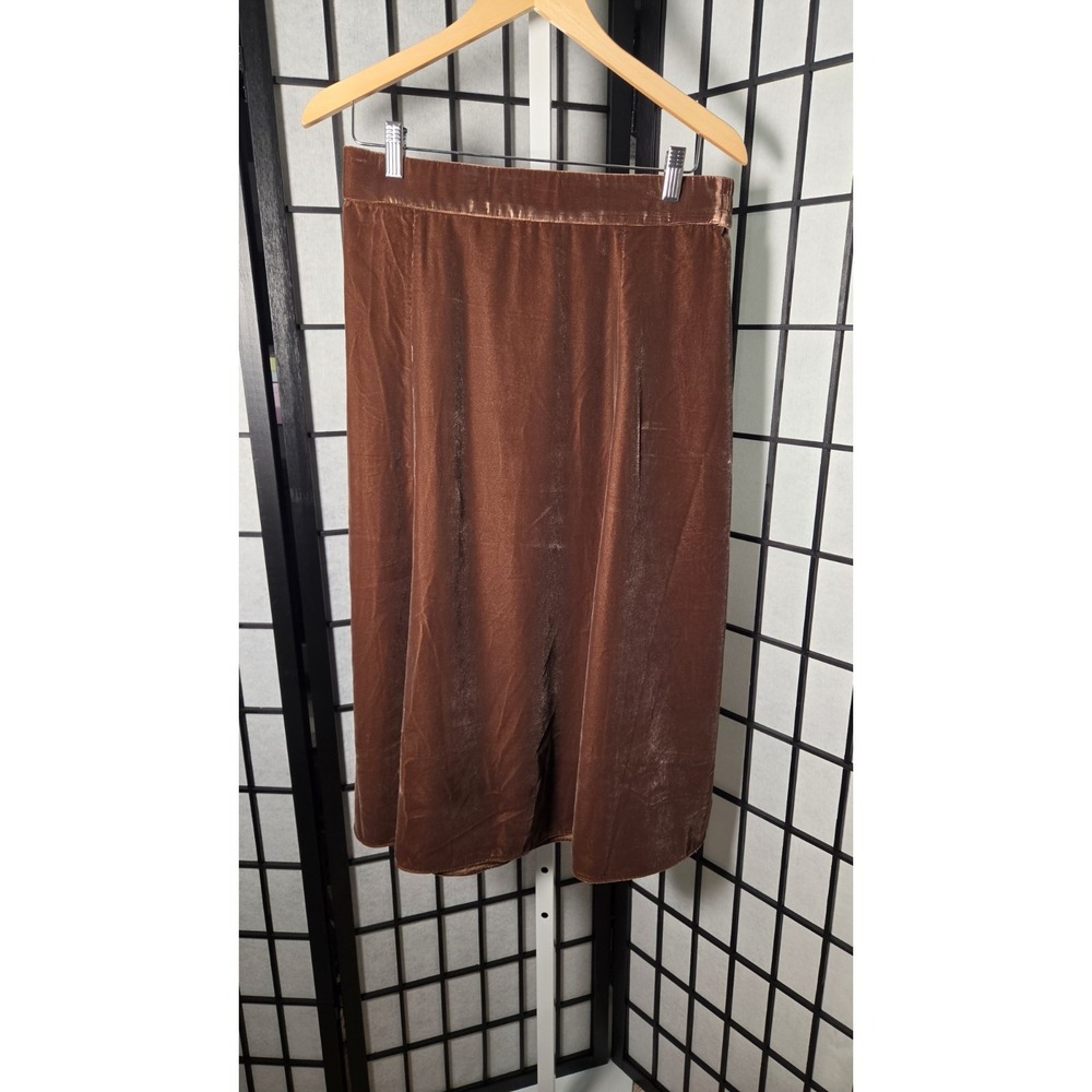 J Crew Velvet Midi Copper Brown Western Boho Minimalist Midi Skirt Size Medium